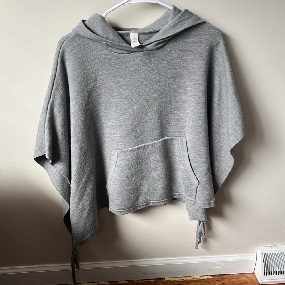 Lululemon Light Grey Poncho with Front Pocket and Ties on the Sides